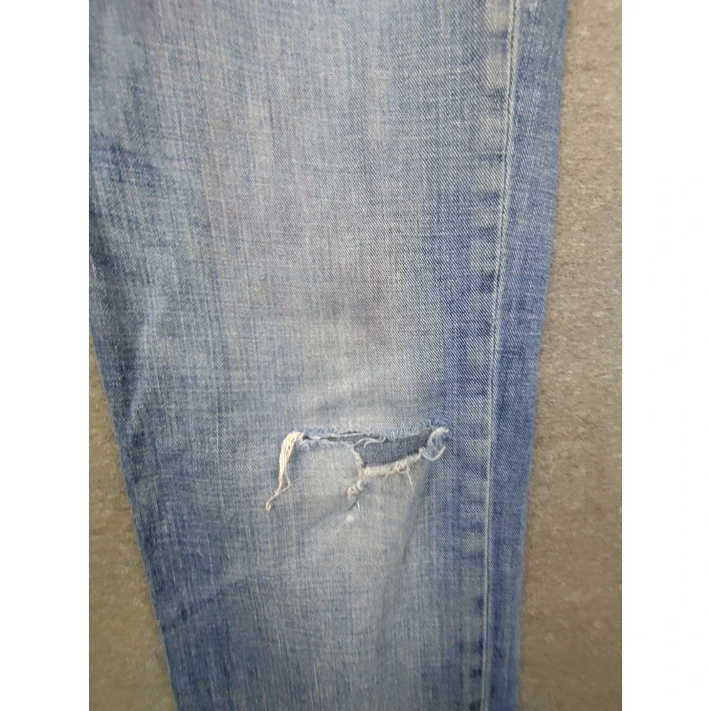 Levis Mens‎ Jeans 32x34 Blue Denim 514 Straight Slim Distressed Western Casual